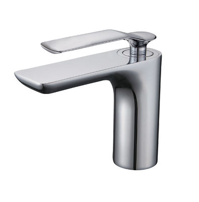 Badkamerkrukken Chroom Moderne badkamer gootsteen kraan Eenvoudig handvat Wastafel Warm-koude Mixer waterkraan