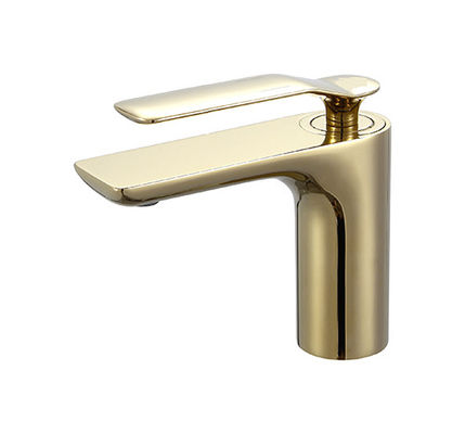 Gouden geborstelde messing mixer kraan badkamer enkel hefboom koud en warm water OEM