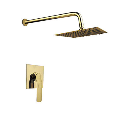 Een enkele hendel verborgen in de muur bad of douche mixer gepoetst gouden badkamer messing kraan koude en hete headshower OEM