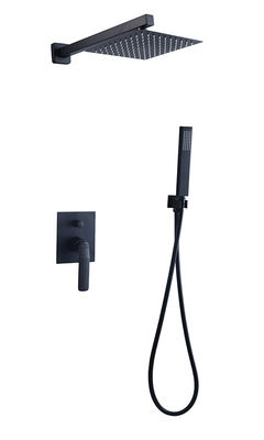 Single Lever Verborgen In-Wall Bad Of Douche Mixer Met Diverter Regendouche Handdouche Bad Matt Zwarte Messing kraan