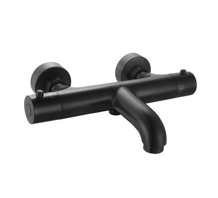 Thermostaïsche temperatuur verstelbare bad of douche spoot mixer Matt Zwart Kleur Messing kraan OEM Ronde klassieke