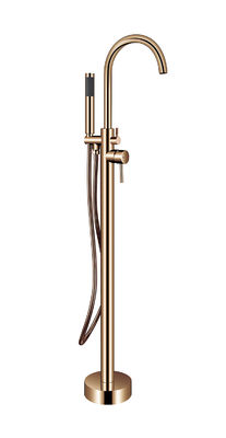 OEM Single Lever Free Standing Tub Faucet Floor Mount Met Diverter Rose Golden Brass