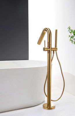 Rozen gouden messing vrije staande badkar kraan OEM Single Lever vloer gemonteerd