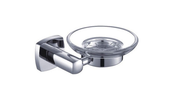 Glas badkamer accessoires Chrome OEM Messing basis Vierkante Messing zeep schotel houder