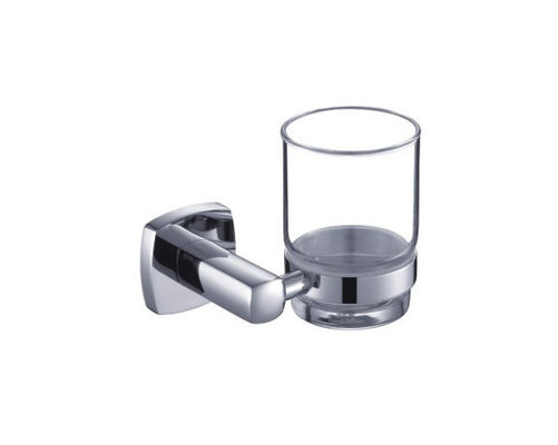 Single Tumbler Holder Messing Glas Badkamer OEM Messing Basis Vierkante Met Curve Design