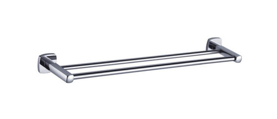 Dubbelstaaf Handdoekhouder Messing Badkamer Chrome Kleur OEM Messing Basis Vierkante Met Curve Design