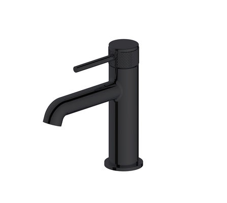 Matt Zwarte Basin Mixer kraan Ringvormige Knurl Handle Single Lever Badkamer
