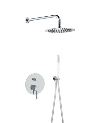 Verborgen in de muur messing ringvormige knurl handvat regen douche bouwen in handshower mixer set chroom kraan OEM ronde klassieke