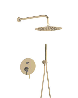 Gepoetste gouden klassieke regen douche met handvat verborgen in de muur