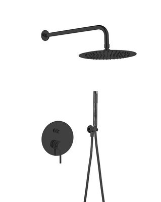Matt Zwart Klassiek In Muur Douche Kraan Messing Ringvormige Knurl Handle