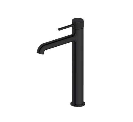 Messing Ringvormige Knurl Handle Badkamer Matt Zwarte Tall Body Basin Mixer