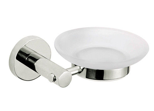 Glas badkamer zeep schotel houder gepolijst chroom OEM klassieke ronde ontwerp