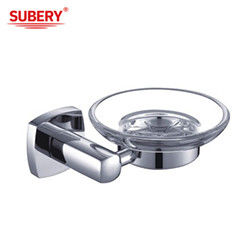 Glas badkamer accessoires Chrome OEM Messing basis Vierkante Messing zeep schotel houder
