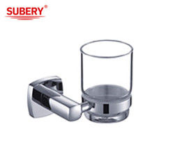 Single Tumbler Holder Messing Glas Badkamer OEM Messing Basis Vierkante Met Curve Design