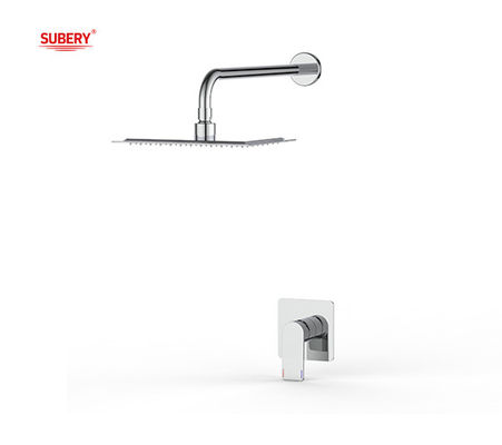 Eenvoudige hendel verborgen in de muur bad of douche mixer met regen douche en handdoos badkamer chroom messing kraan OEM