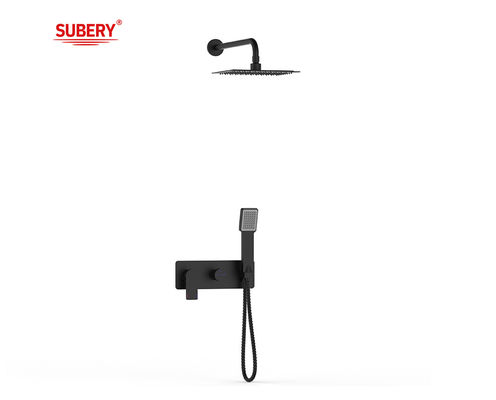 Single Lever Verborgen In-Wall Bad Of Douche Mixer Met Diverter Regendouche Handdouche Bad Matt Zwarte Messing kraan