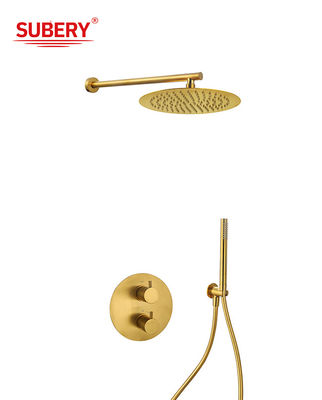 Verborgen in de muur thermostatische kranen gepoetst gouden messing OEM ronde