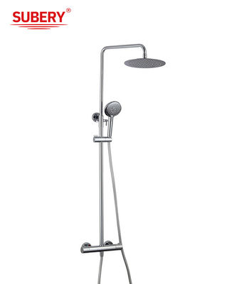 Temperatuurverstelbare thermostatische kranen Douche blootgestelde mengkolom Set Chroom Messing