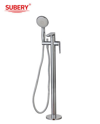 Moderne single lever chroom messing vrijstaande badkuip kranen OEM vloer gemonteerd