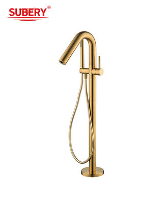 Rozen gouden messing vrije staande badkar kraan OEM Single Lever vloer gemonteerd