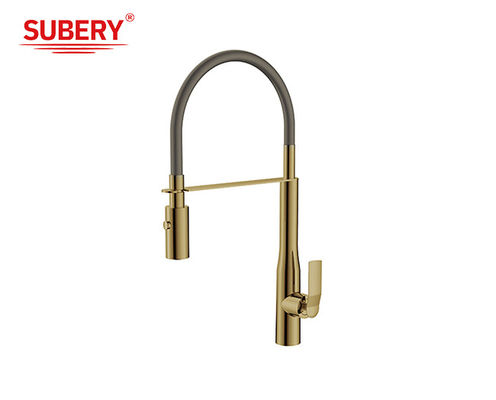 Geborstelde gouden messing keuken wasbak kranen enkel hefboom