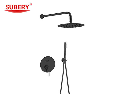 Matt Zwart Klassiek In Muur Douche Kraan Messing Ringvormige Knurl Handle