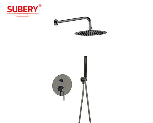 Gun Metal Klassieke douche kraan Regenschuur Verborgen in de muur