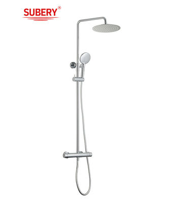 Luxe bloot gemonteerde hoogte verstelbare regen douche systeem stel roestvrij staal thermostatische douche kolom