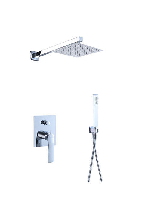 Eenvoudige hefboom verborgen in de muur bad of douche mixer met omleidingsapparaat regen douche handdoos bad chroom messing kraan OEM