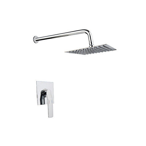 Eenvoudige hendel verborgen in de muur bad of douche mixer met regen douche en handdoos badkamer chroom messing kraan OEM