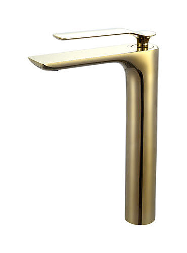 Gepoetste gouden messing wasbak mixer kraan enkel hefboom wasbak mixer badkamer warm en koud water OEM
