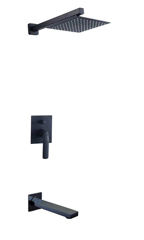 Single Lever Verborgen In-Wall Bad Of Douche Mixer Met Diverter Regendouche Handdouche Bad Matt Zwarte Messing kraan