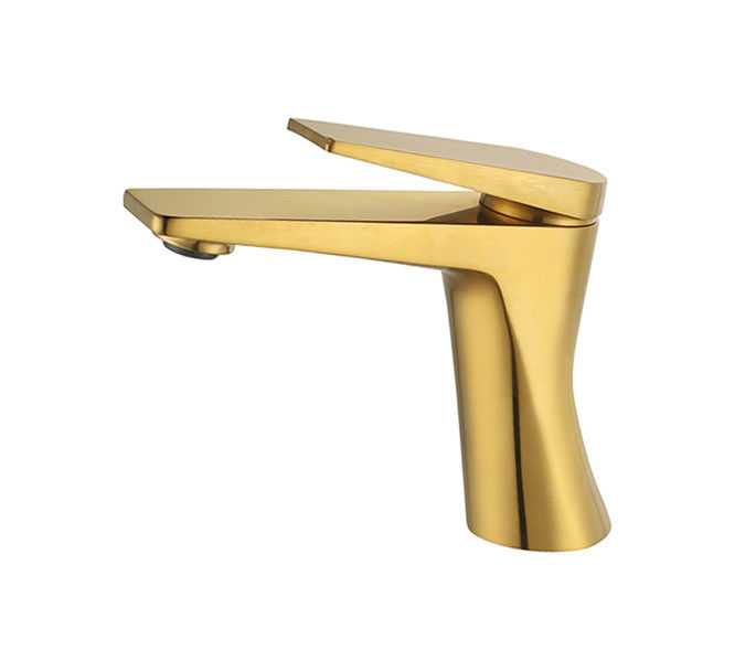 Single Lever Basin Mixer Kraan Badkamer Gepoetste Goud Messing Warm En Koud Water OEM