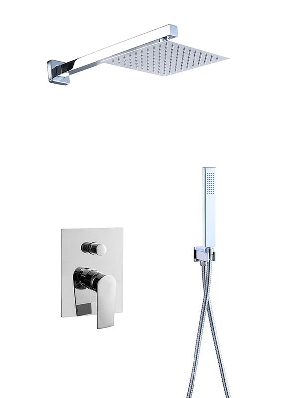 Single Lever Verborgen In-Wall Bad Of Douche Mixer Met Diverter Regendouche Handdouche Bad Matt Zwarte Messing kraan