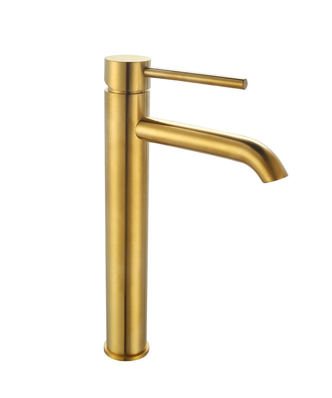 Badkamer gepoetste gouden warm en koud water kraan Single Lever Tall Basin Mixer Modern OEM