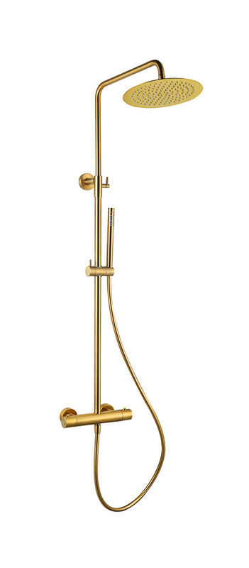 Gepoetste gouden kleur Messing bad bad bad douche mixer thermostatische temperatuur verstelbaar