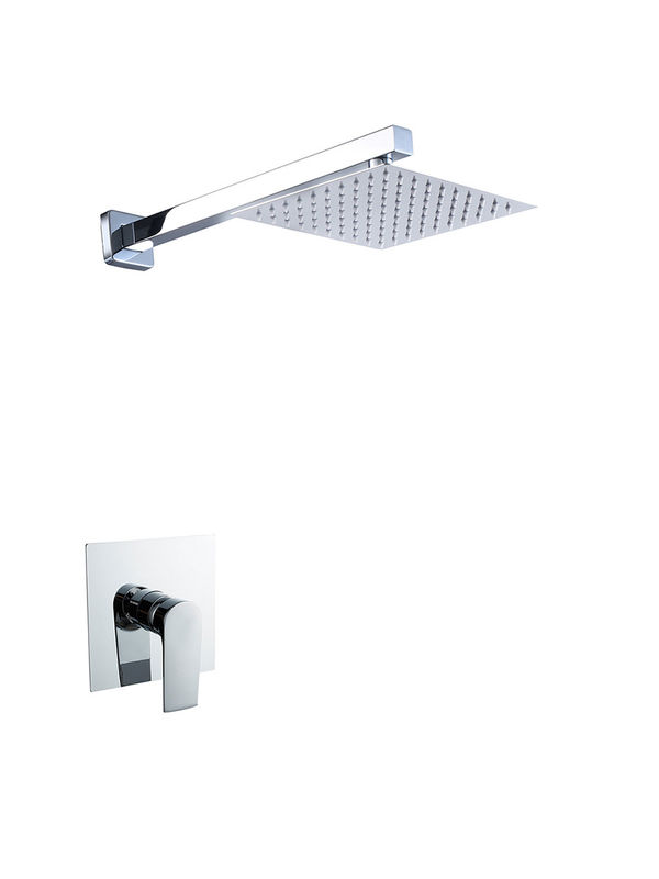 Een enkele hendel verborgen in de muur bad douche mixer chome badkamer messing kraan koude en hete headshower OEM