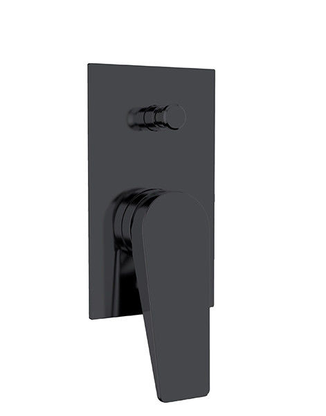 Eenvoudige hendel verborgen in de muur bouwen in bad of douche mixer diverter mat zwart badkamer messing kraan regenschuwer OEM