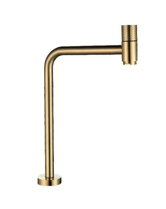 Koelwaterbad kraanmixer SUS304 Bibcock High Long Spout Single Deck Mounted Brushed Gold Gouden