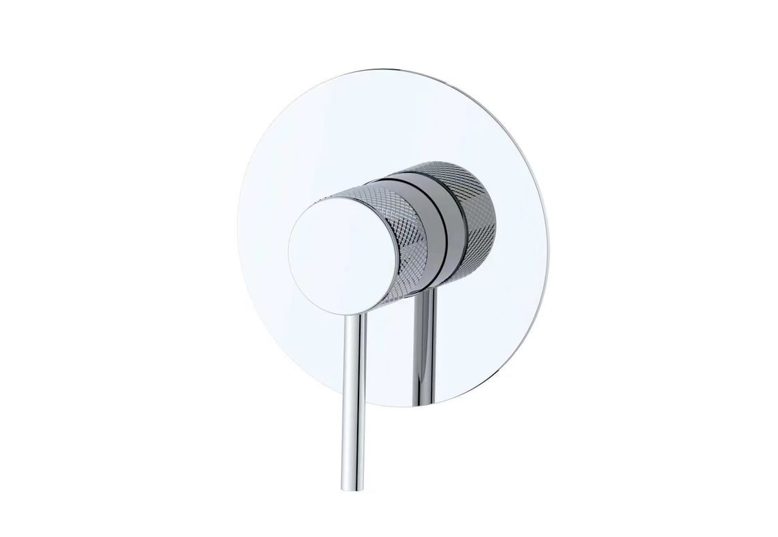 Een enkele hendel in de muur verborgen bad douche mixer ringvormige knurl handvat badkamer chroom messing kraan OEM