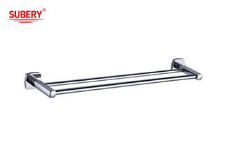 Dubbelstaaf Handdoekhouder Messing Badkamer Chrome Kleur OEM Messing Basis Vierkante Met Curve Design