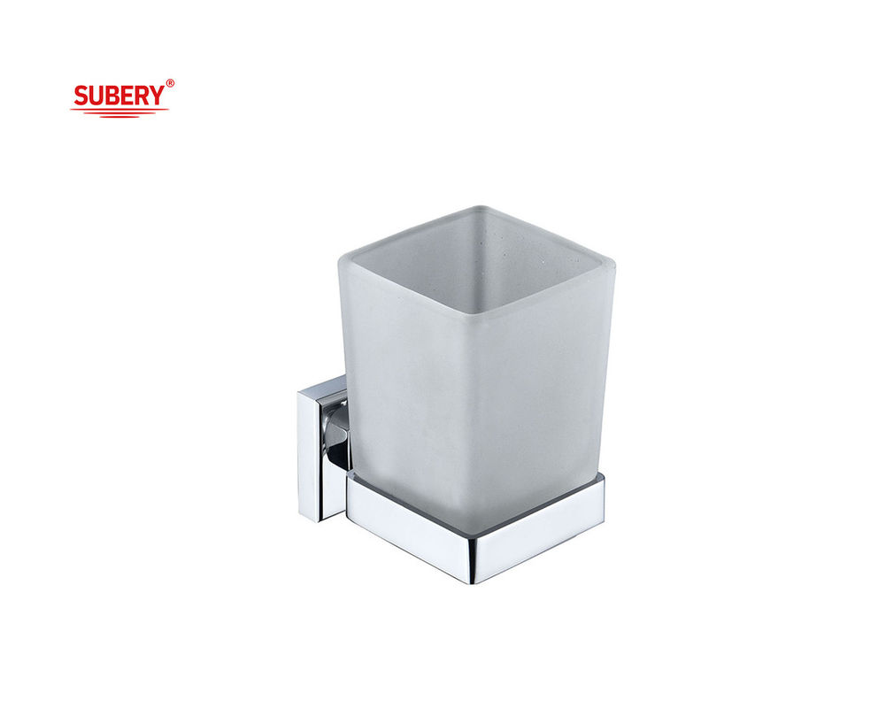 Messing single tumbler holder glas badkamer hoogwaardige chroom kleur OEM nobel messing basis vierkant ontwerp