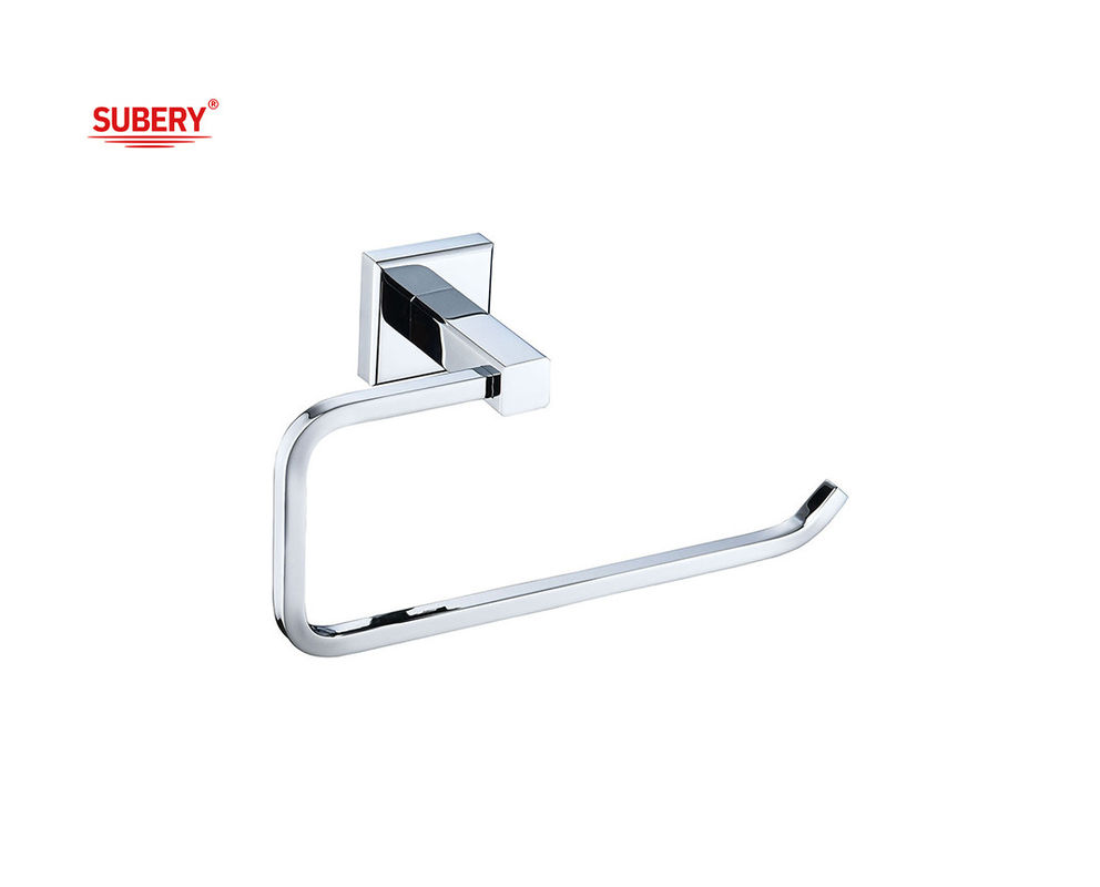 Messing enkelvoudige handdoek ringhouder badkamer hoge kwaliteit chroom kleur OEM messing basis makkelijke installatie vierkant vorm