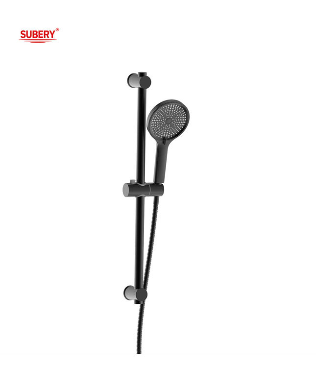 Badkamer Matt Zwart Ronde Klassieke Douche Schuifbalk SUS304 3 Functie ABS Plastic Handdouche slang