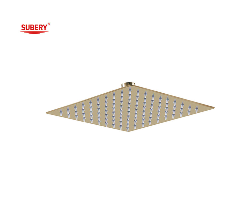 Roestvrij staal regenschuur SUS304 Vierkante Gouden Gouden Kleur Badkamer Kolom 8 " 10 " 12 " OEM