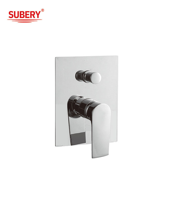 Eenvoudige hendel verborgen in de muur bad of douche mixer met omleidingsapparaat badkamer chroom messing kraan OEM