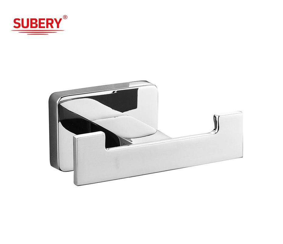 Zink wand gemonteerd badkamer accessoires Double Robe Hook gepolijst chroom clssical rechthoekig ontwerp OEM ODM