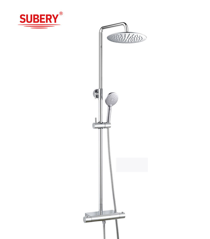 Ronde dubbele douche kop Wand gemonteerd chroom roestvrij staal badkamer badkamer thermostatische regen douche set
