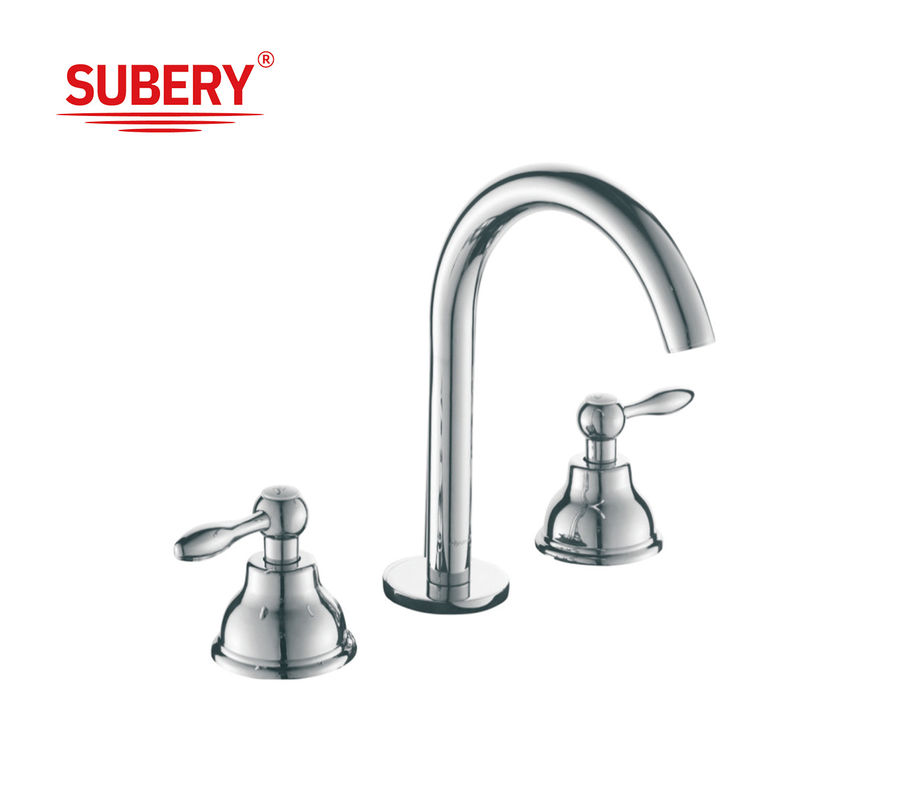 Nieuwe stijl klassieke luxe dubbele handvat 3 gaten Messing antieke wasbak kranen met keramische handvat