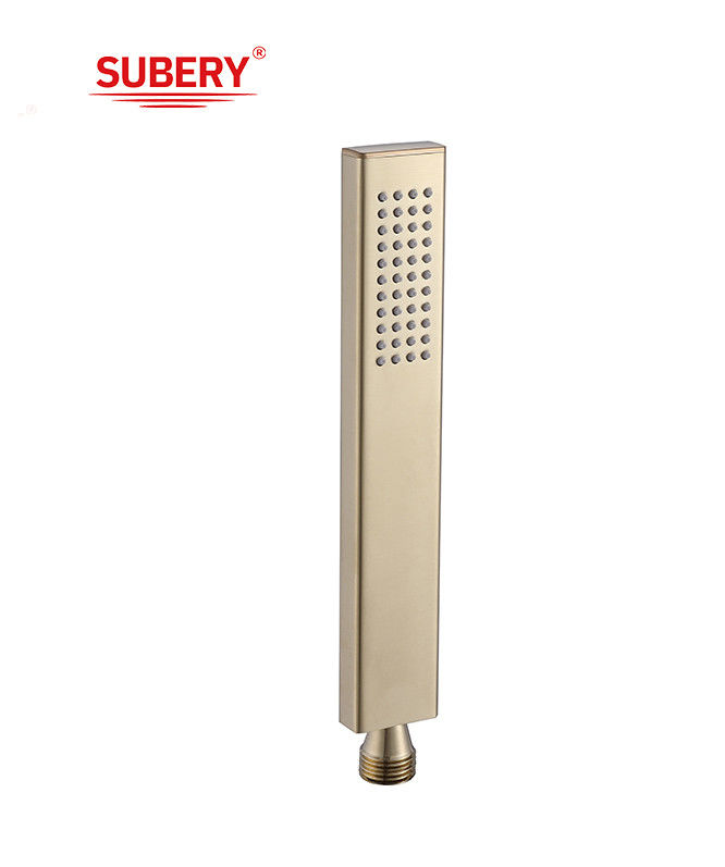 Messing microfoon handshower hand douche voor douche kolom geborstelde gouden badkamer silicium spuitstuk gemakkelijk schoon vierkant OEM
